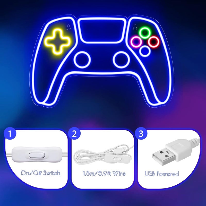 Kavaas Gamer Neon Sign, Neon Controller Sign for Gaming Room Decor - Gaming Neon Sign for Teen Boys Room Decor - Best Gamer Gifts for Teenage Boys, Kids - Image 4
